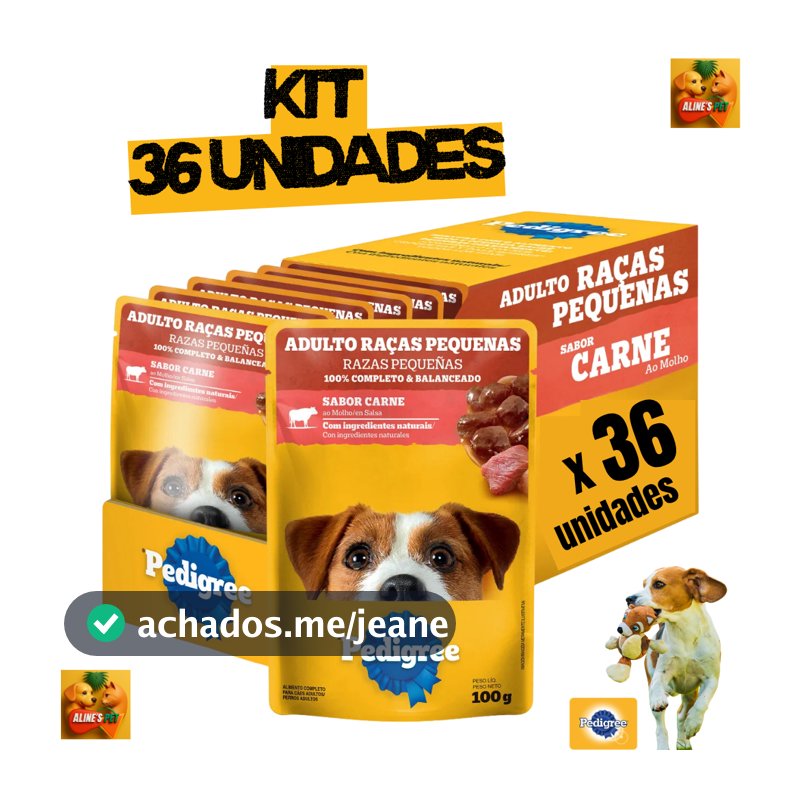 Kit 36 un Sachê Pedigree PROMOÇÃO RAÇAS PEQUENAS CARNE 100g CX ORIGINAL DE FÁBRICA