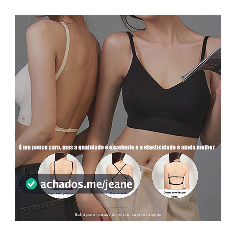 Sutiã Top Feminino Liso Básico Sem Costura Com bojo Removível e Alça Ajustável