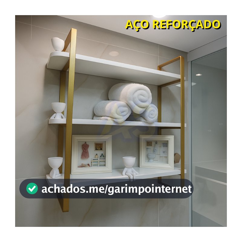 Prateleira Industrial Nicho de Parede Hone em Aço | 3 Níveis Sala Clínica Estética - 60x60x15 - Pequena