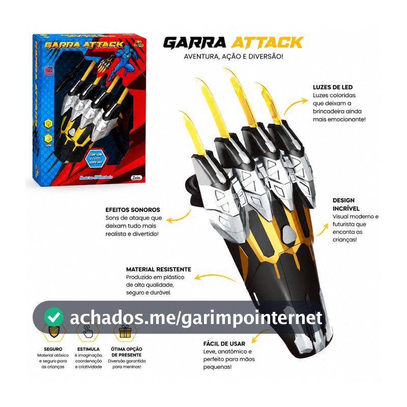Luva Garra Retrátil Infantil com Luz e Som Brinquedo Super Herói Fantasia LED Menino garra wolverine