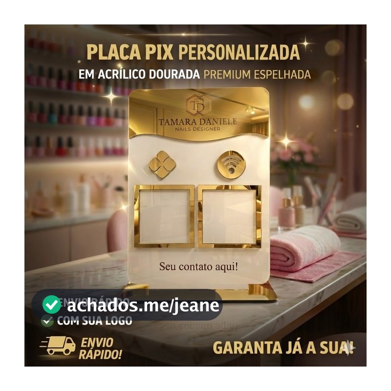 Placa Pix para QR Code Personalizada | Logomarca + Contato | Acrílico ou MDF 10x14cm