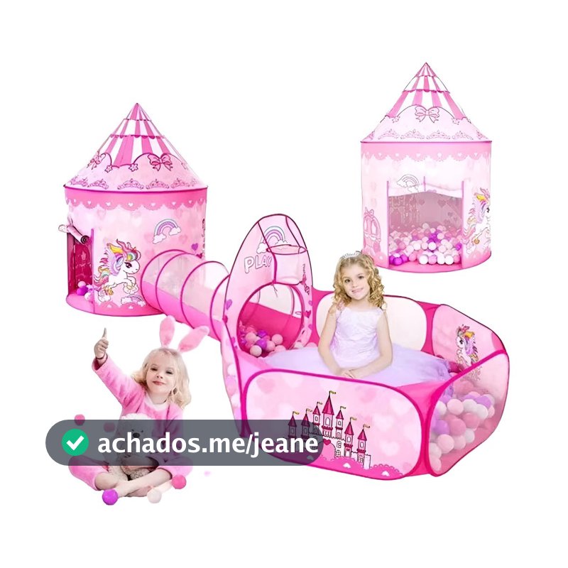 Barraca 3 em 1 Infantil Dobrável Piquenique das Princesas 3x1 Toca Tunel +Promoção