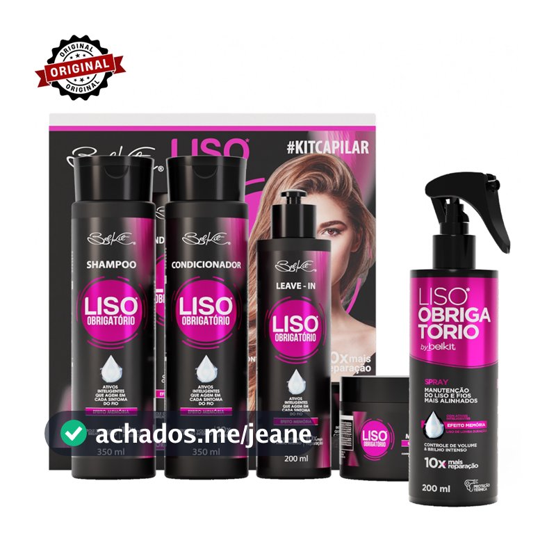 Kit Capilar Liso Obrigatório Belkit – 5 itens | Kit Capilar + Spray Finalizador Para Cabelo Liso