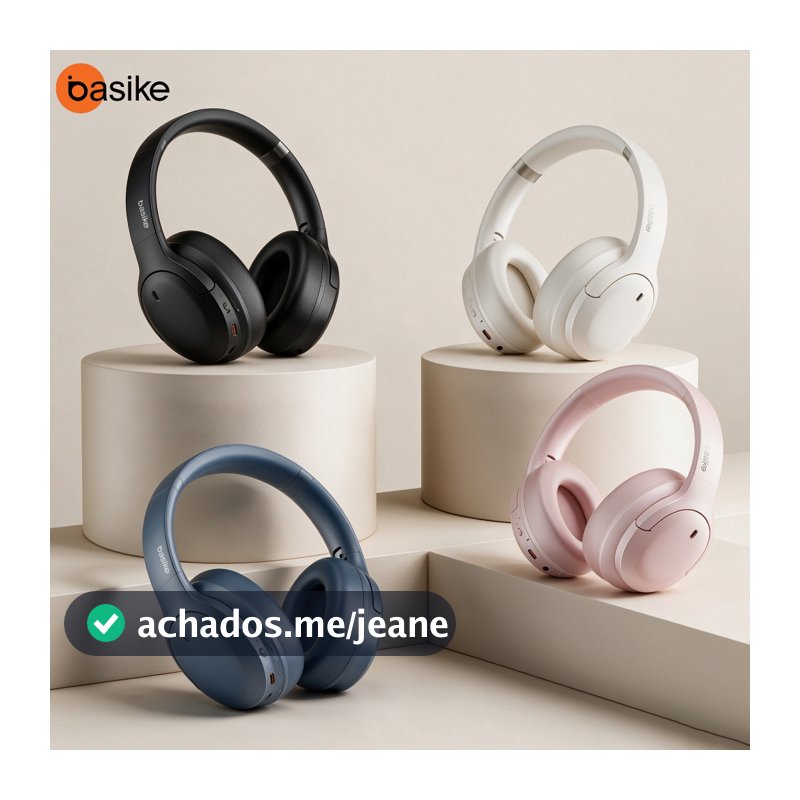Basike Fone de Ouvido com Cancelamento de Ruído Ativo -45dB | Bluetooth 5.4 | Bateria 50H Som Surround 3D e Driver 40mm