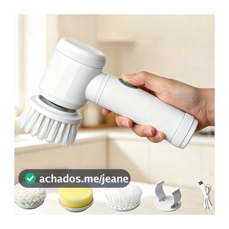 Escova De Limpeza 5 em 1 Ajustável Janela Banheiro e Cozinha Ferramenta Recarregável