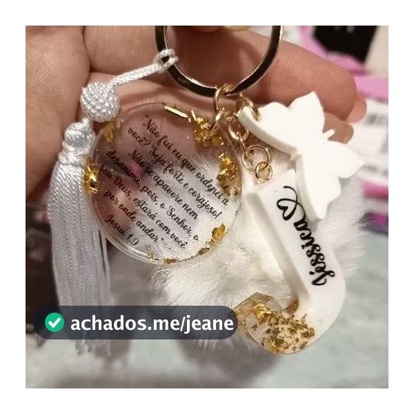 Chaveiro Resina Personalizado com Pingente - Versículo Bíblico