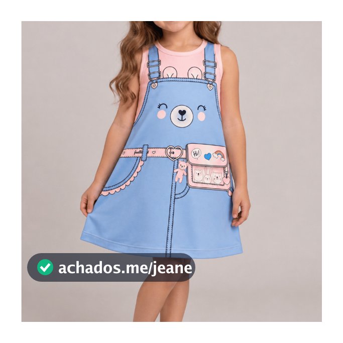 Vestido Infantil Verão Feminino Jardineira - Rosa