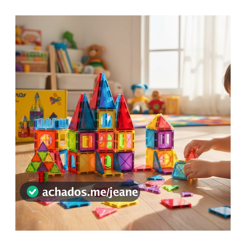 Blocos Magnéticos Mate 120 Peças - Brinquedo Educativo Infantil