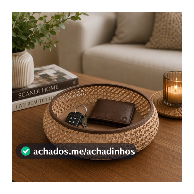 Bandeja Organizadora  decorativo e Porta objetos de luxo Rattan, bandeja Moderna Chaves Carteira Para Mesa Sala Quarto