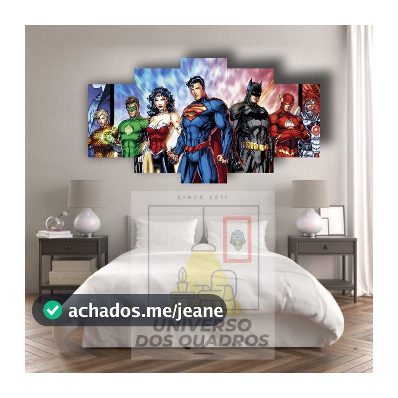 QUADRO DECORATIVO LIGA DA JUSTIÇA SUPER HOMEM BATMAN MULHER MARAVILHA FLASH
