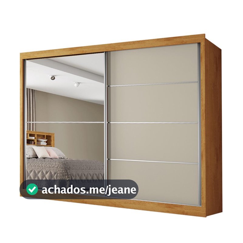 Guarda Roupas Casal 2 Portas de Correr com Espelho 4 Gavetas Flex 100% MDF Austria
