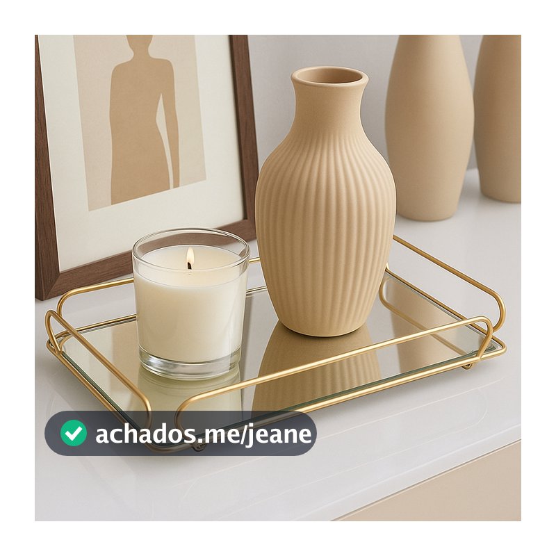Bandeja Ana Decorativa Espelhada 20x30 Dourada
