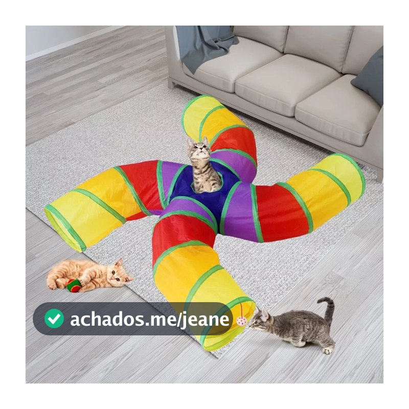 Túnel Labirinto Para Gatos Interativo Brinquedo Pet 4 Vias