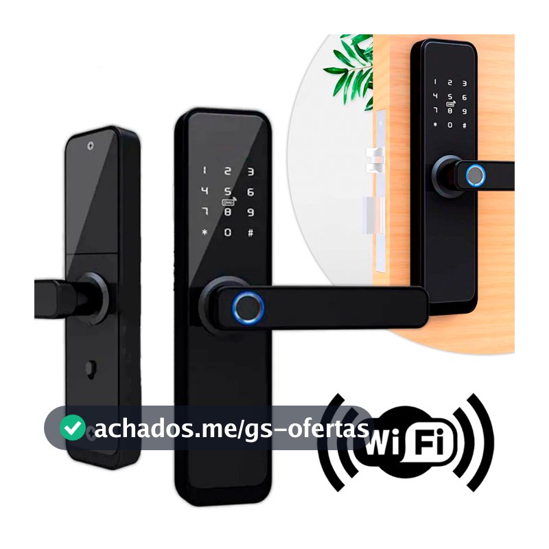 Fechadura Eletronica Digital Senha Biometria Cartao Preto ASUS