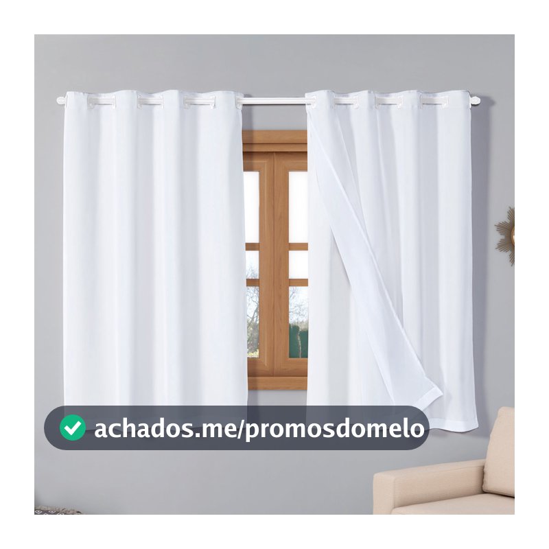 Cortina com Tecido e Voil Semi Blackout Para Sala Quarto Apartamento Classic Luxo