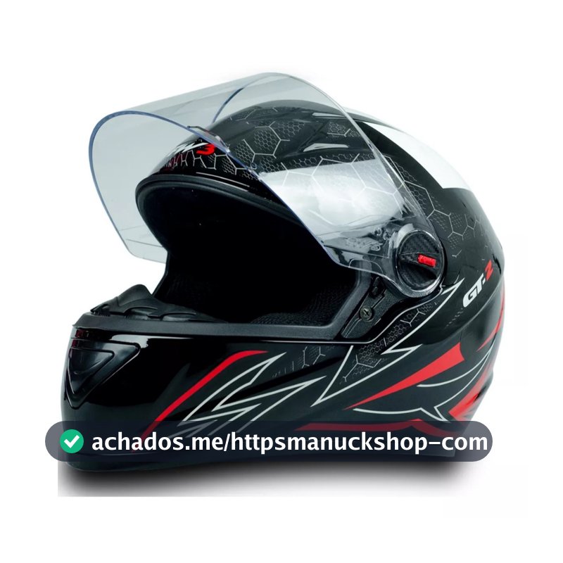 Capacete Fechado Gt 2 Fw3 Casco Pintado Viseira Cristal Cor Branco/Vermelho