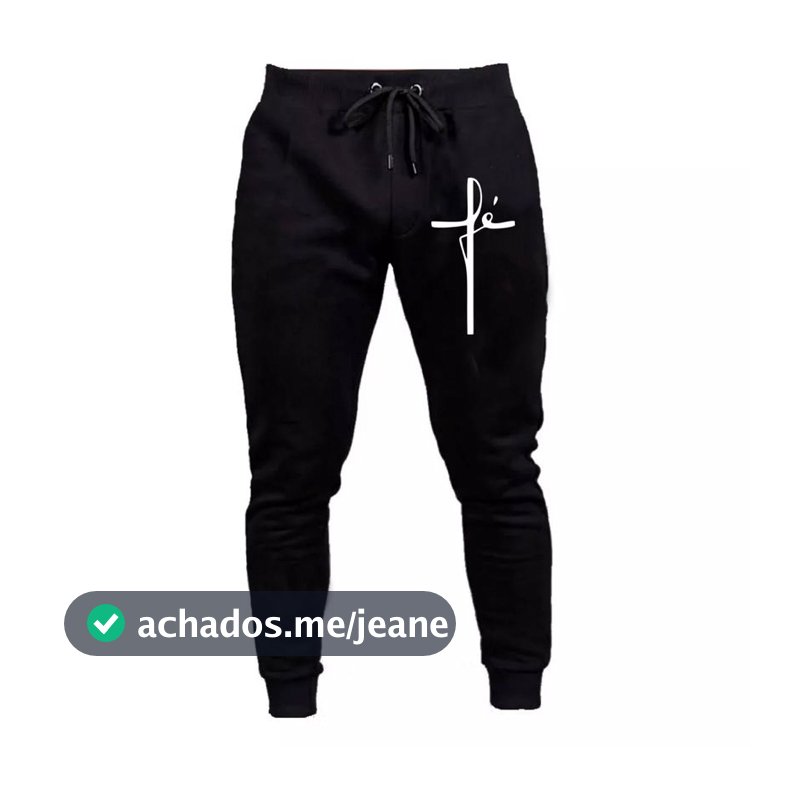Calça Jogger Moletom Fé Religião Gospel Masculino Moletinho Academia Promoção
