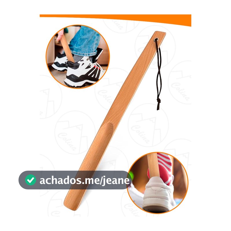 Calçadeira de Bambu Para Sapatos Não Precisa Agachar Ajeita Calçados 37CM