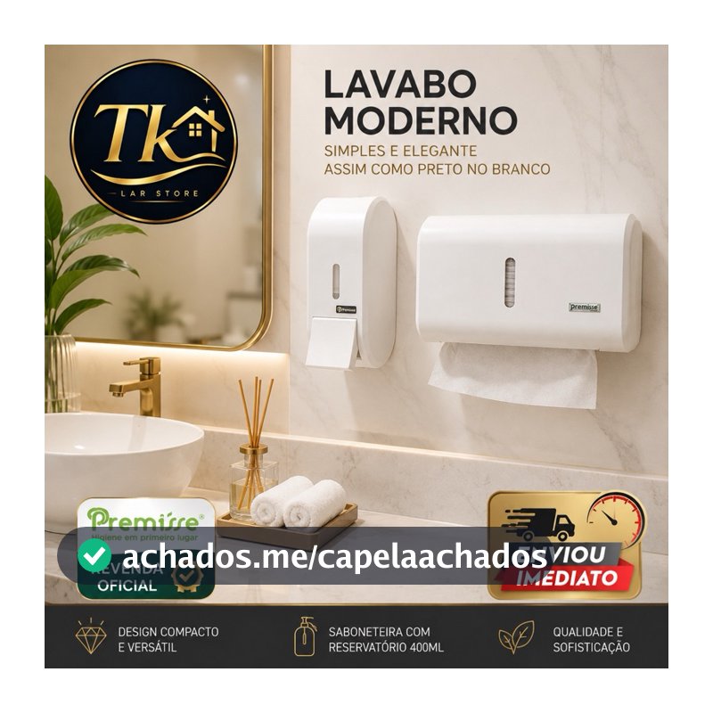 URBAN Porta sabonete  líquido e álcool gel, dispenser  papel  toalheiro interfolha