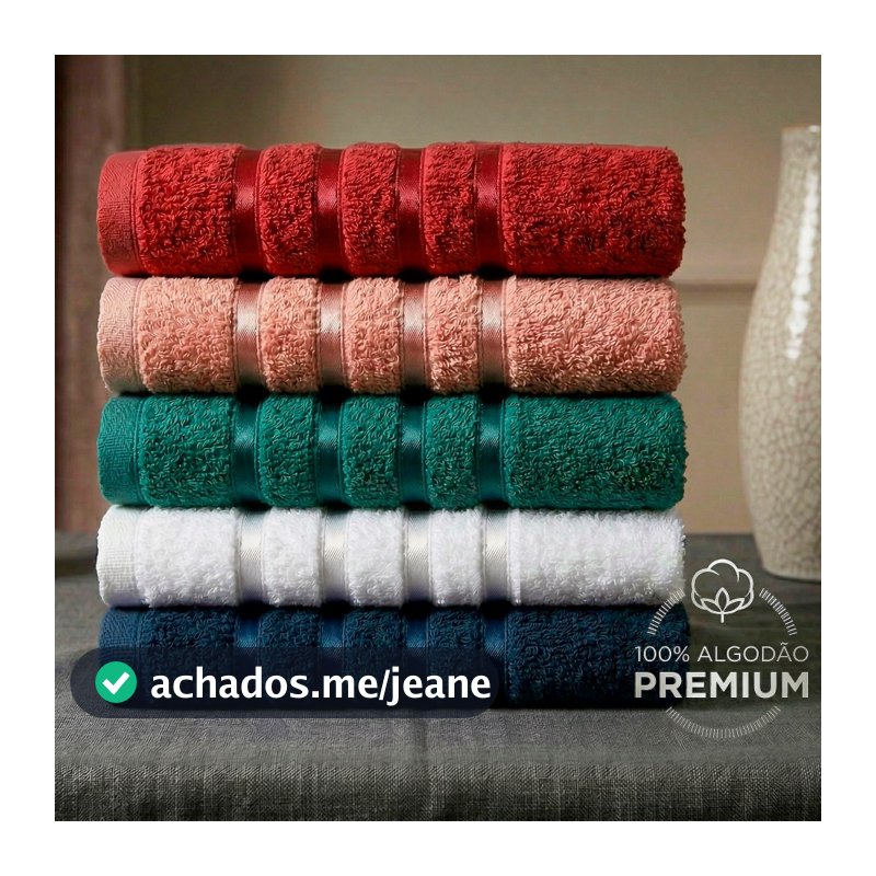 Kit 5 Toalhas de Rosto Ônix 100% Algodão 45x70cm Alta Absorção e Brilho Premium