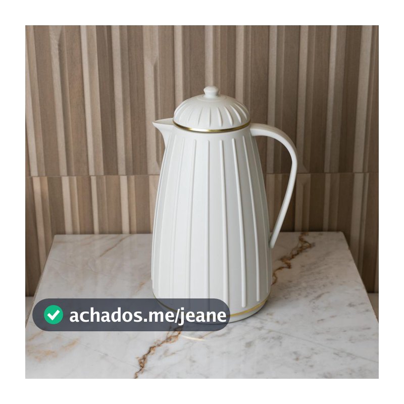 Garrafa Térmica Wolff Carrossel Branca 1L Plástico para Café Chá Água Bebidas Quentes ou Frias Mesa Casa Escritório