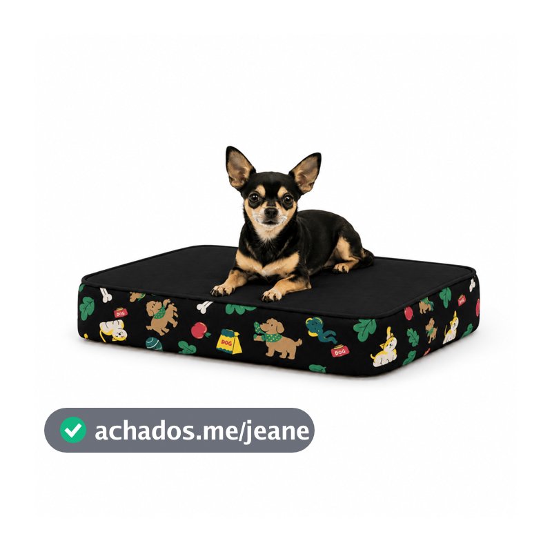 Colchão Pet Mini Ortopédico com Tampo Impermeável para Cães e Gatos Pequenos Tamanhos Personalizados Estampa Preta