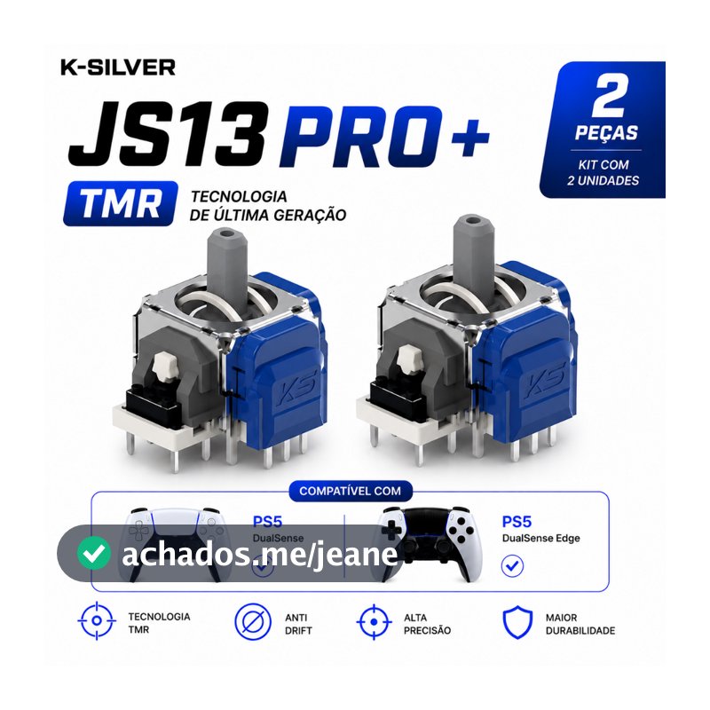 Kit 2 Analógico TMR Magnético K-Silver JS13 PRO+ Original Para PS5 DualSense Edge Anti Drift