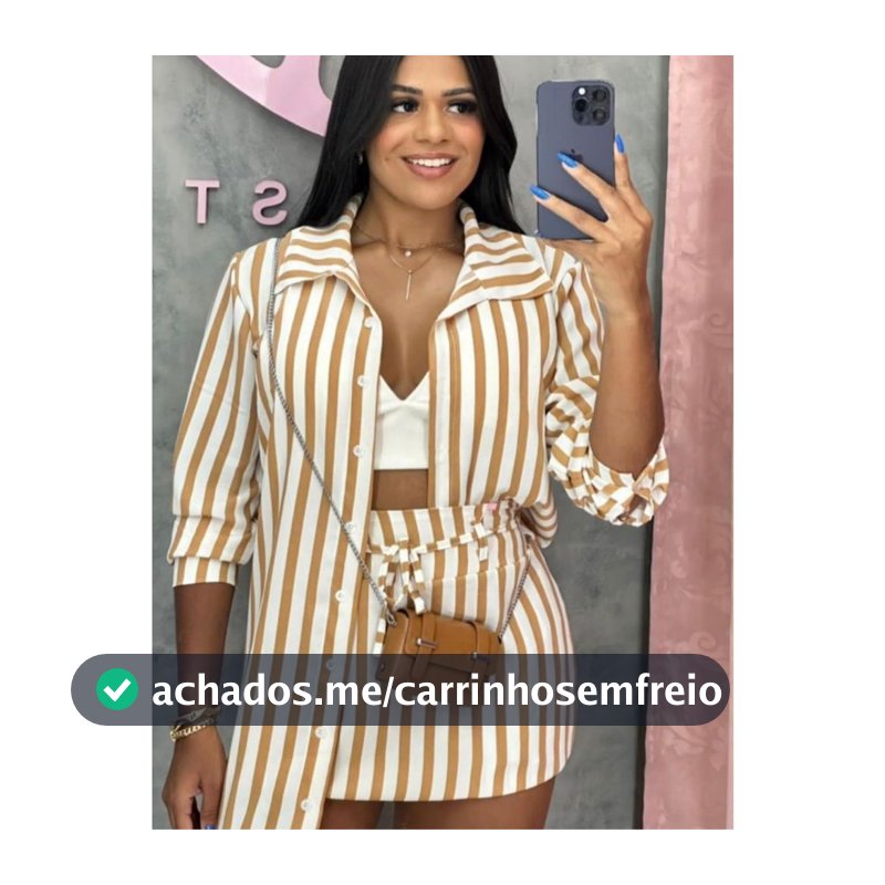 Conjunto Camisa Chemise e Saia Feminino Listrado Moda feminina Verão