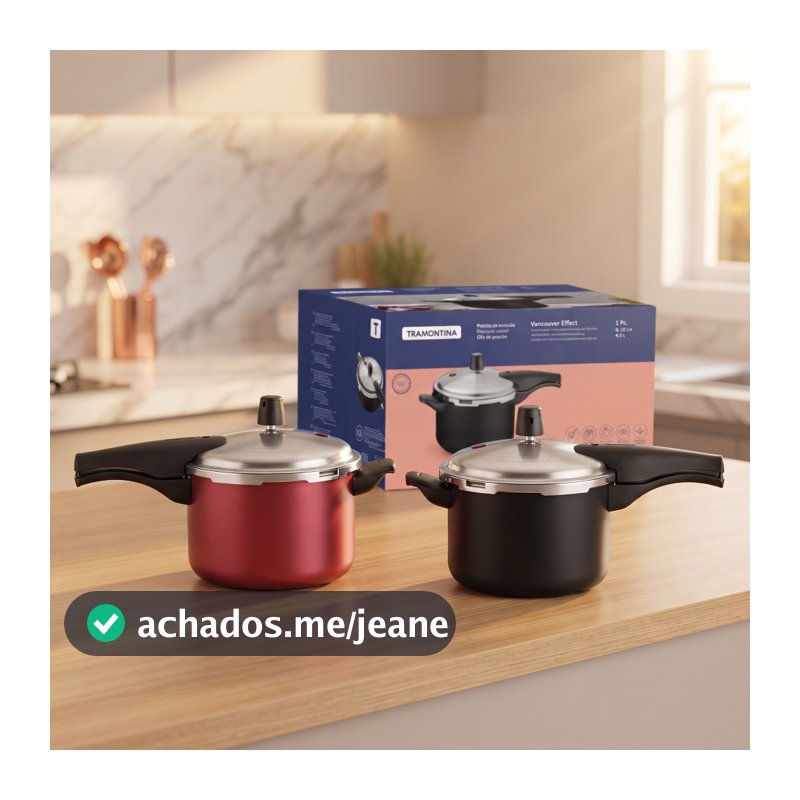 Panela De Pressão 20 Cm 4,5l Tramontina Alumínio Cor Vermelho e preto