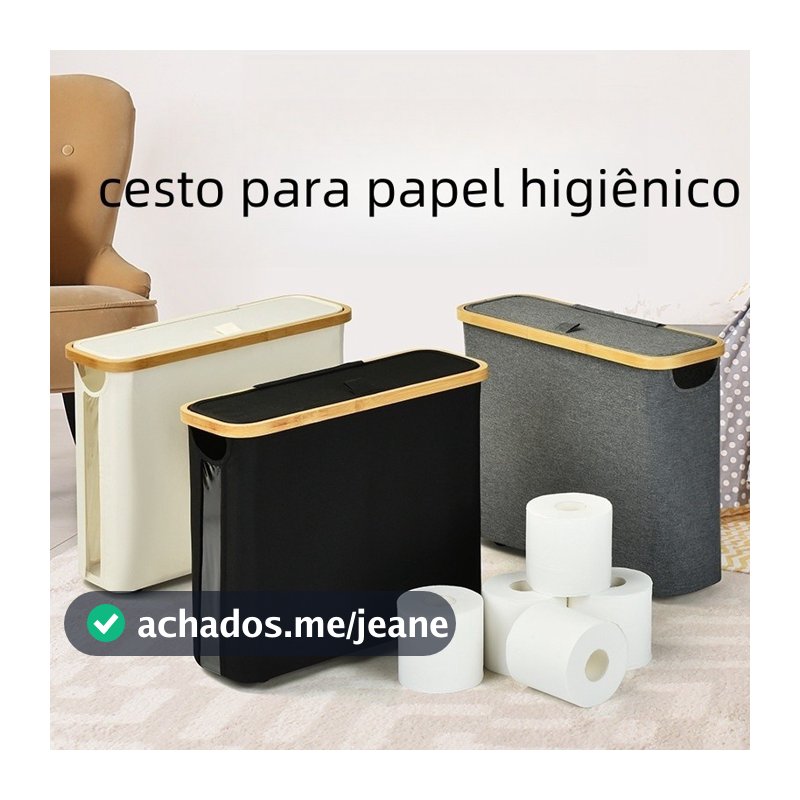 Suporte Cesto De Papel Higiênico De Bambu Com Tampa Para Armazenamento De Armário De Banheiro 025-022
