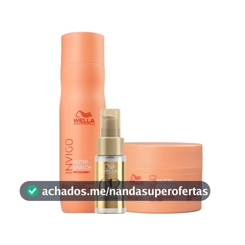 Kit Nutri Enrich Shampoo, Máscara e Oil Reflections - Wella