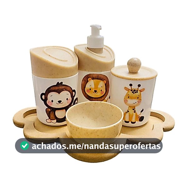 Kit Higiene Bebê Safari c/Bandeja Nuvem Crua