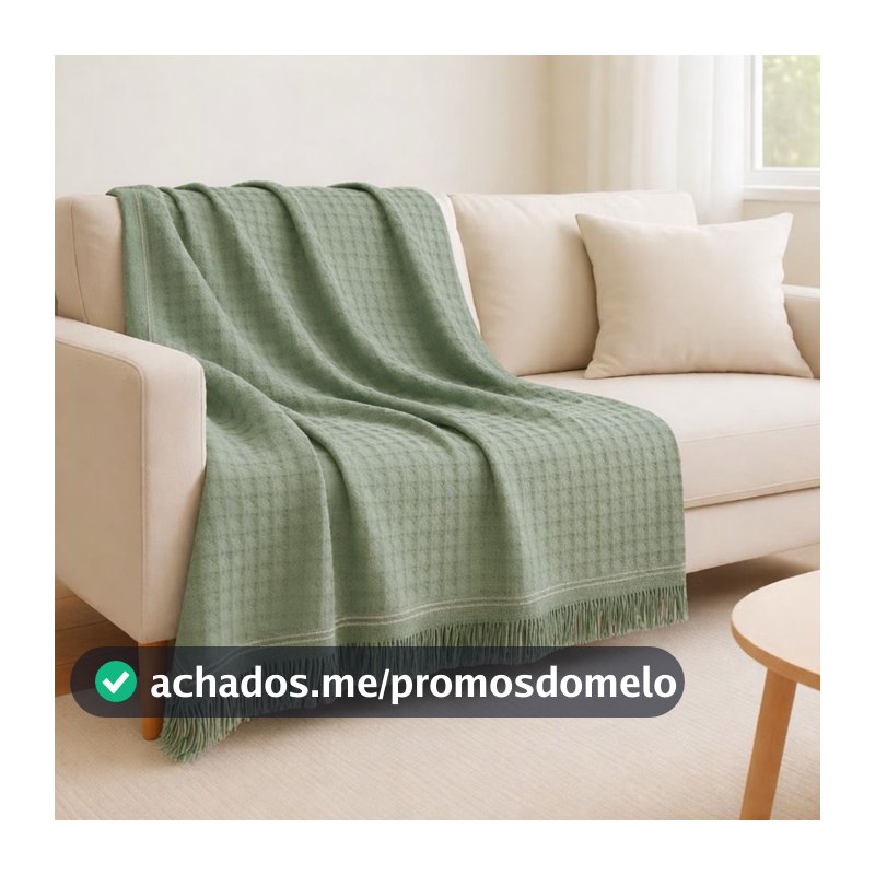 Manta Para Sofá 100% Algodão Piquet 1,50x2,40 com Franjas Decorativa Sala Cama