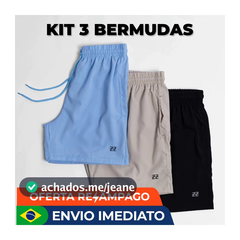 Kit 3 bermudas masculinas premium academia Luzzoo treino praia corrida shorts elástico tecido leve