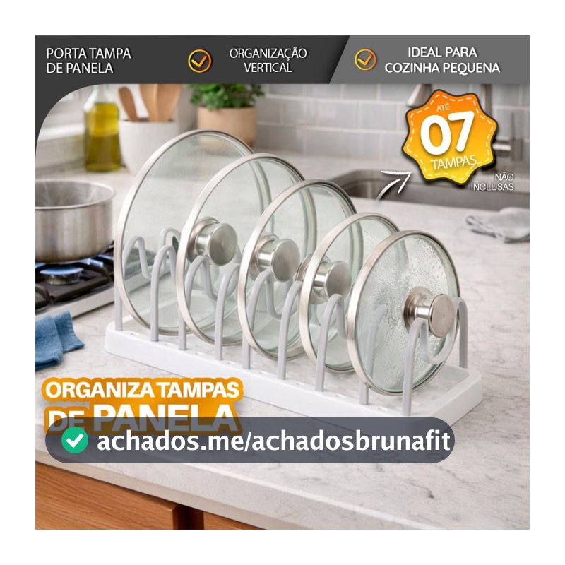 Porta Tampas de Panela Organizador Vertical para Bancada e Armário