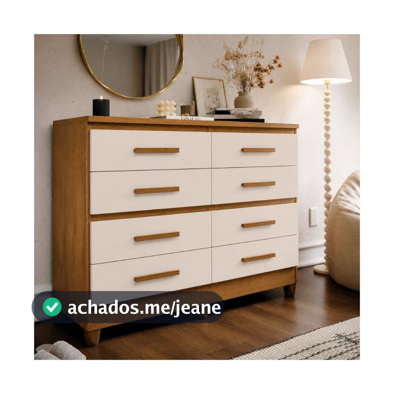 Cômoda 8 Gavetas Para Quarto Grande Casal Com Pés Multiuso Organizadora De Roupas Moderno Resistente Lite