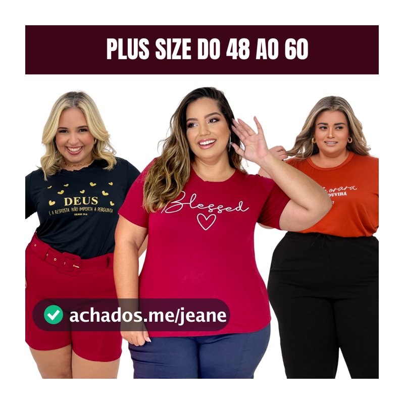 Camiseta Feminina Plus Size Até o 60  De Malha T-Shirt