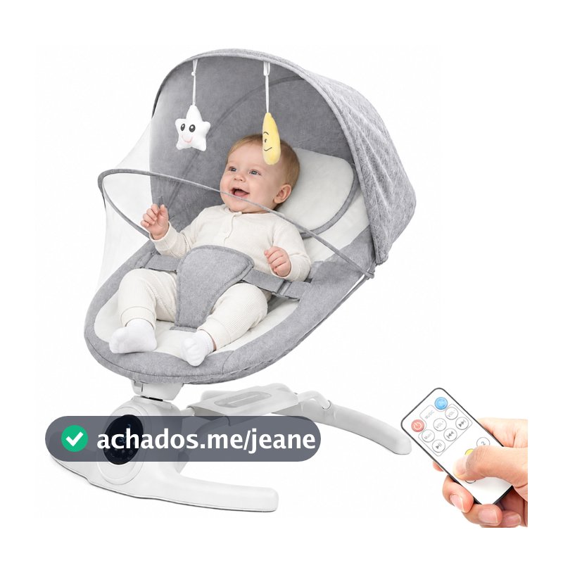 Cadeira de Descanso Balanço para Bebê Premium Sono Calmante 220V com Música Mosquiteiro e Controle Remoto