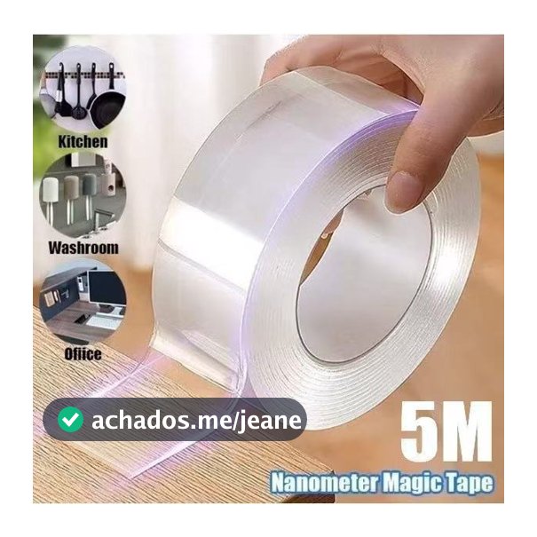 Fita Dupla Face Extra Forte Transparente NanoGel Silicone Mágica Adesiva Cola na Parede Móvel Porta