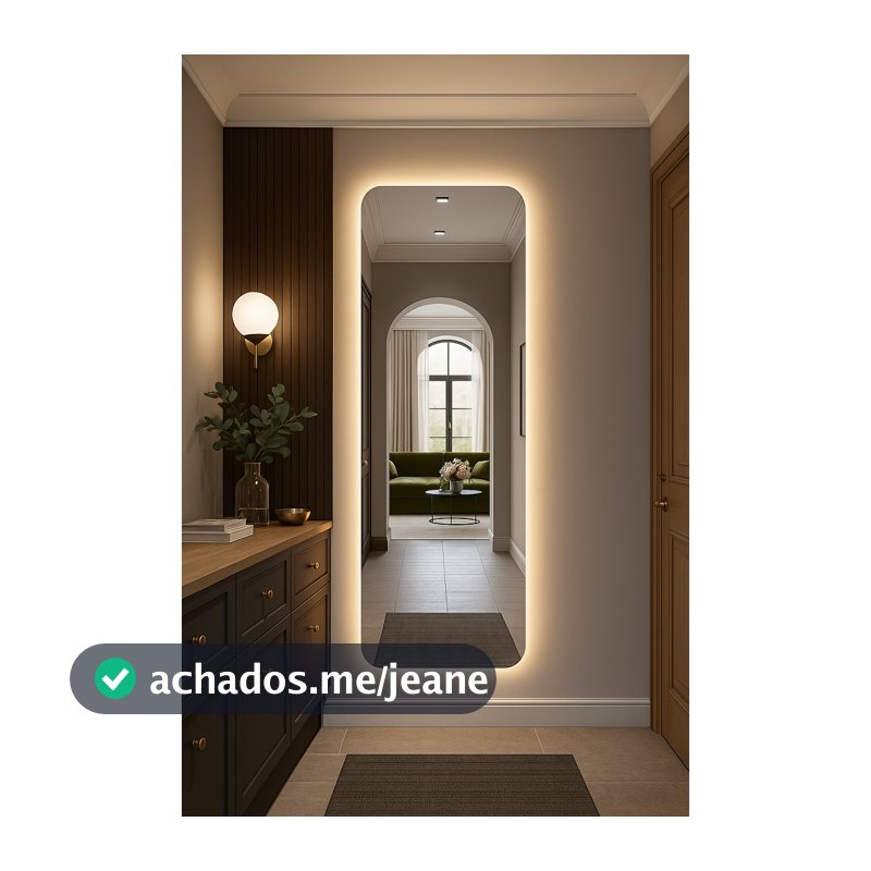 Espelho Retangular Led 150x40cm 170x50cm Luz Branco e Luz Amarela Grande Quarto Sala Salão Loja