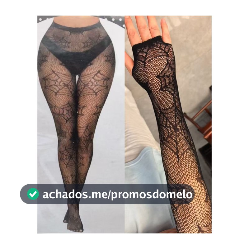 Meia calça arrastão ou Luva Arrastao com desenho de caveiras ou Aranha