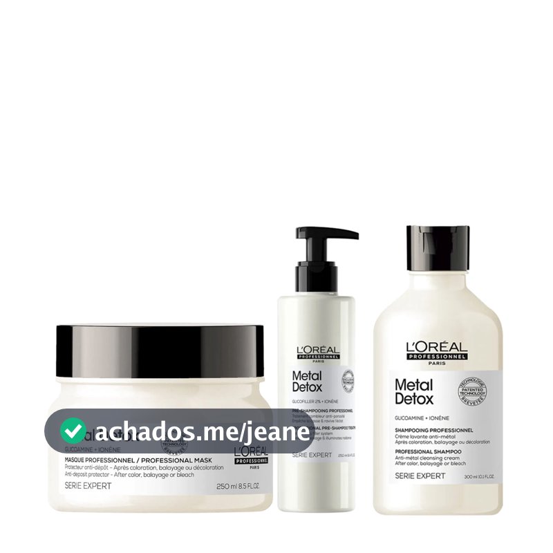 Kit Pre Shampoo 250ml Shampoo 300ml  Mascara 250ml Loreal Metal Detox loreal
