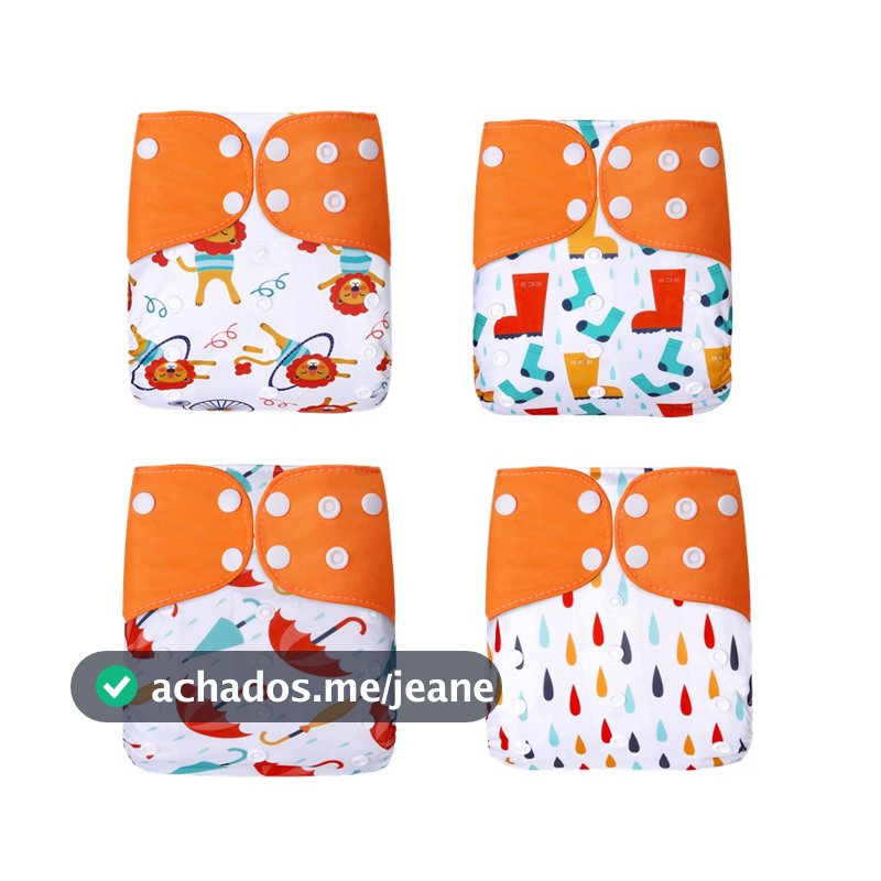 4PCS Fralda De Bolso Digital Reutilizável À Prova D'água Impressa De Tamanho Único