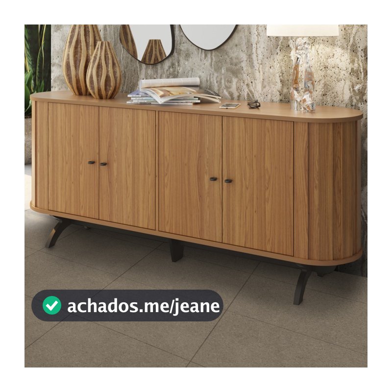 Balcão Buffet 4 Portas 1 Prateleira 100% Mdf Freijo/Preto Fosco Tb296 - Dalla Costa