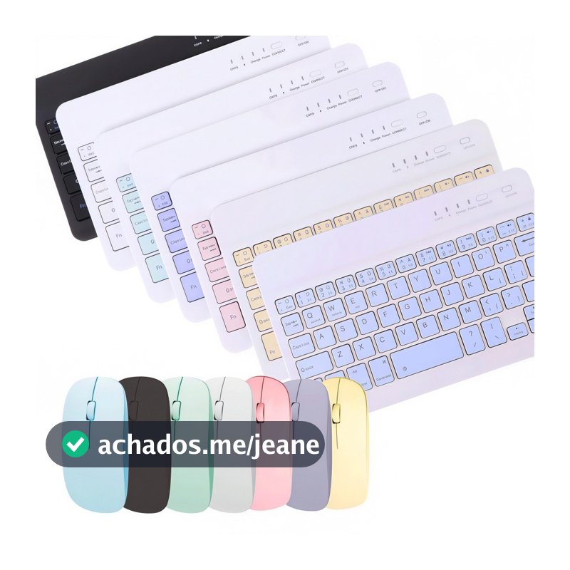 Teclado e Mouse Bluetooth Recarregável, Compatível com Smartphone, Notebook e Tablet, Sem Fio e Prático.