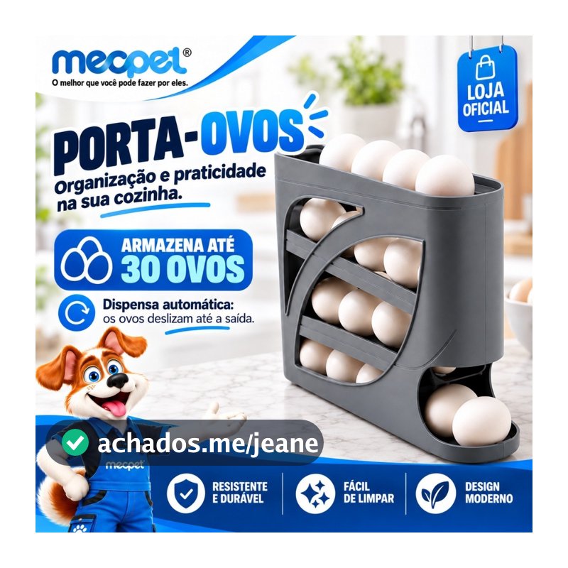 Porta Ovos Plástico 30 Ovos 4 Andares Organizador para Geladeira com Rolagem Automática