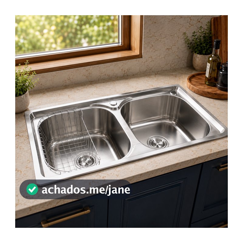 Cuba Dupla Gourmet Cozinha Aço Inoxidável 78x43 cm Com Acessórios