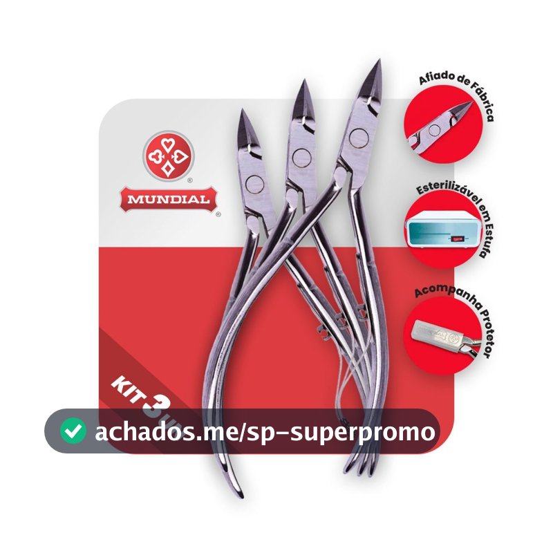 Kit Alicate De Cutícula Mundial 522C - 3 Unidades