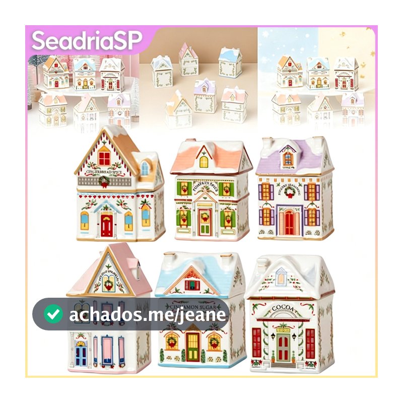 Conjunto Natalino Village Casa De Temperos 6 Peças Mini