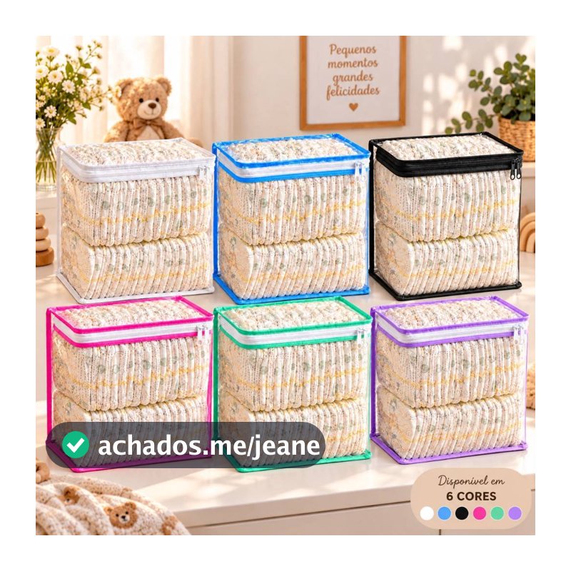 Kit 2 Porta Fraldas Organizador Bebê Maternidade Mala Bolsa Viagem Transparente Zíper Reforçado